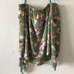 Strapless green long sleeve top